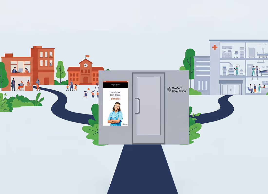 Image of a CareStation connecting to a hospital and community