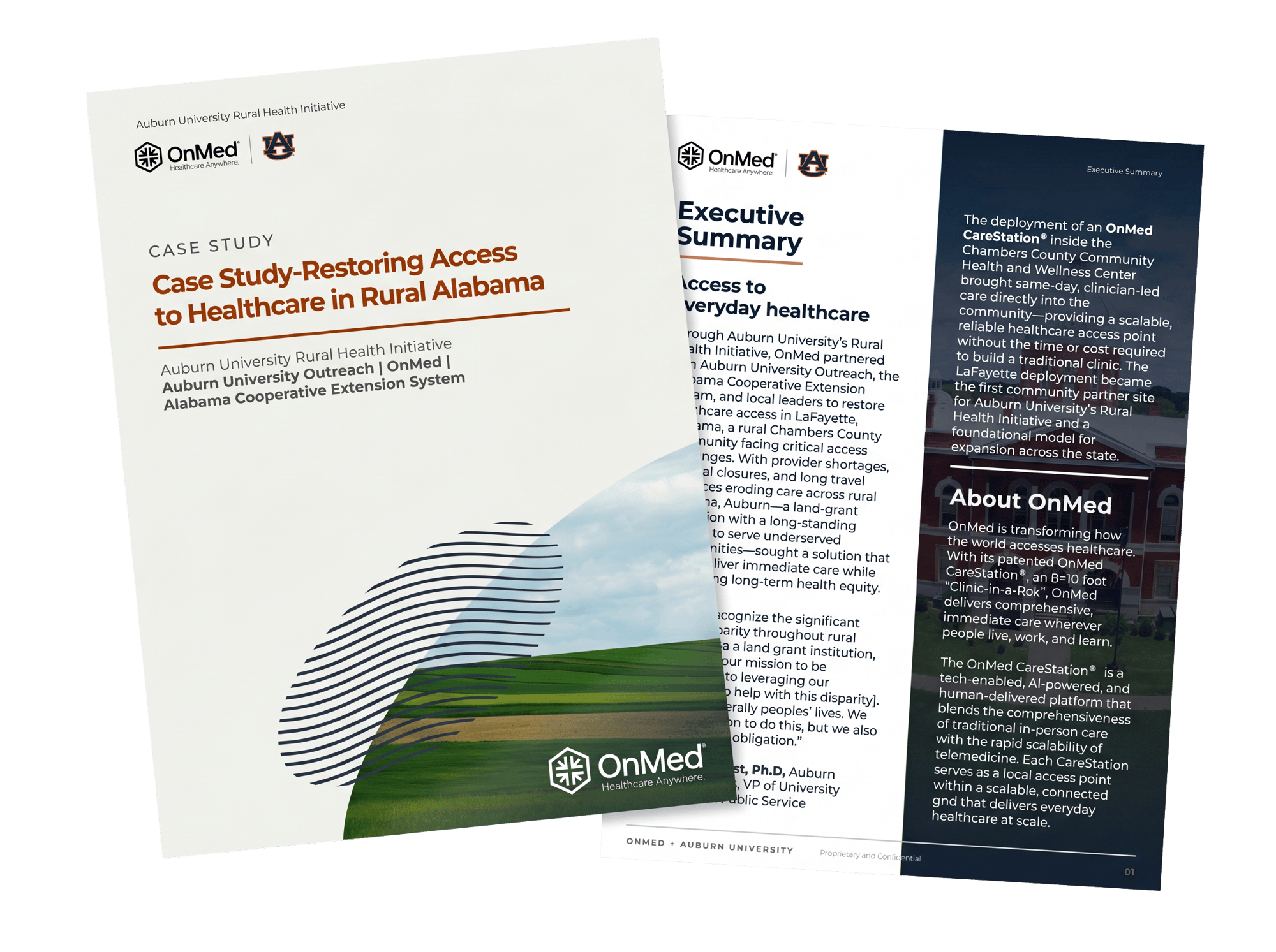 OnMed and Auburn University case study mockup, 