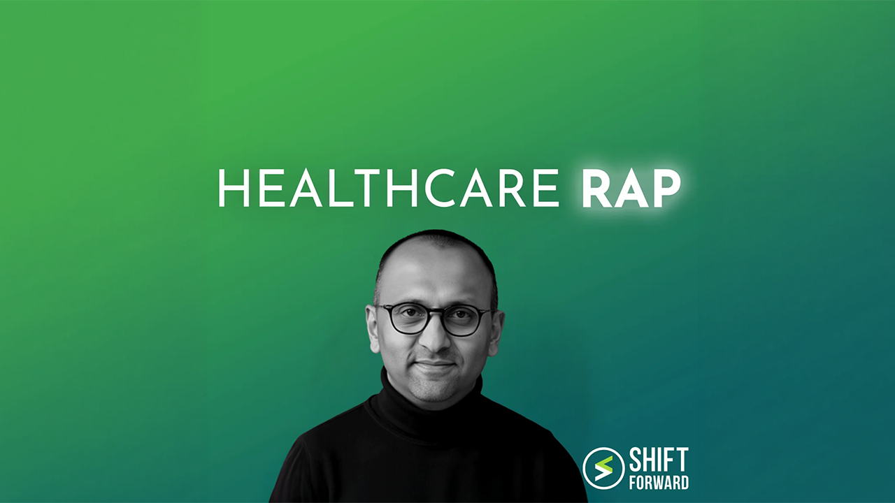 Podcast thumbnail for Healthcare Rap featuring OnMed CEO Karthik Ganesh discussing bringing healthcare access to schools